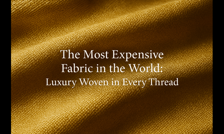 Close-up of the most expensive fabric in the world, showcasing luxurious golden threads and intricate woven texture under soft lighting, symbolizing elegance and craftsmanship.